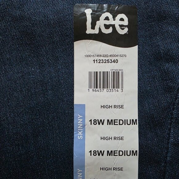 Lee High Rise Skinny Leg Slim Jeans Womens Plus Sz 18W Medium & 20W Medium Blue - Picture 6 of 12